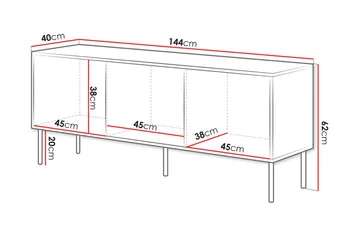 Stintino Tv-Taso 144x40 cm - Harmaa - Huonekalut - TV- & Mediakalusteet - Tv taso & Mediataso