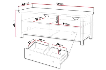 Storys lattialla seisova tv-taso 120 cm säilytystilalla maalattua puuta - Valkoinen - Huonekalut - TV- & Mediakalusteet - Tv taso & Mediataso