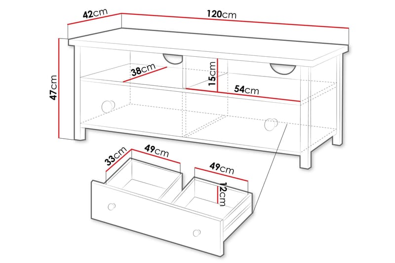 Storys lattialla seisova tv-taso 120 cm säilytystilalla maalattua puuta - Valkoinen - Huonekalut - TV- & Mediakalusteet - Tv taso & Mediataso