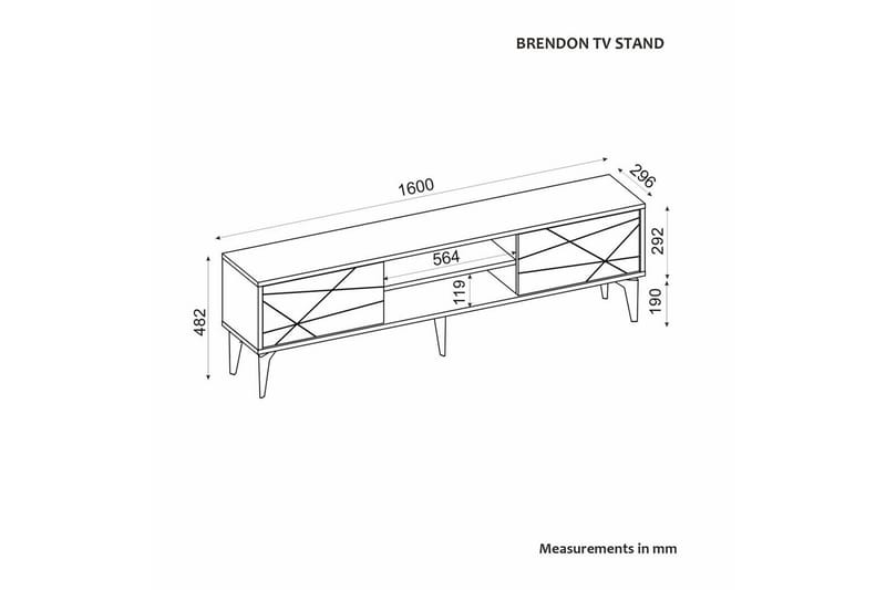 Sudama TV-taso 160 cm - Tummanvärinen puu - Huonekalut - TV- & Mediakalusteet - Tv taso & Mediataso