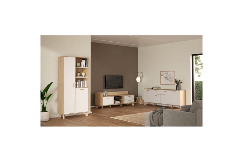 Sumita TV-taso 182 cm - Valkoinen/Luonnonväri - Huonekalut - TV- & Mediakalusteet - Tv taso & Mediataso
