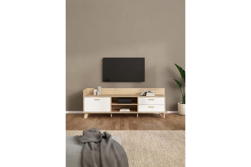 Sumita TV-taso 182 cm - Valkoinen/Luonnonväri - Huonekalut - TV- & Mediakalusteet - Tv taso & Mediataso