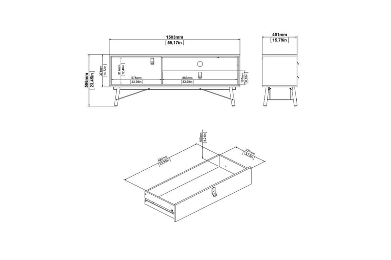 Tadami TV-taso 150 cm - Luonnonväri - Huonekalut - TV- & Mediakalusteet - Tv taso & Mediataso