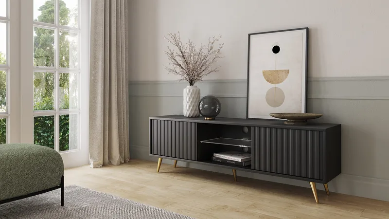 Tapas TV-taso 135 cm - Musta - Huonekalut - TV- & Mediakalusteet - Tv taso & Mediataso