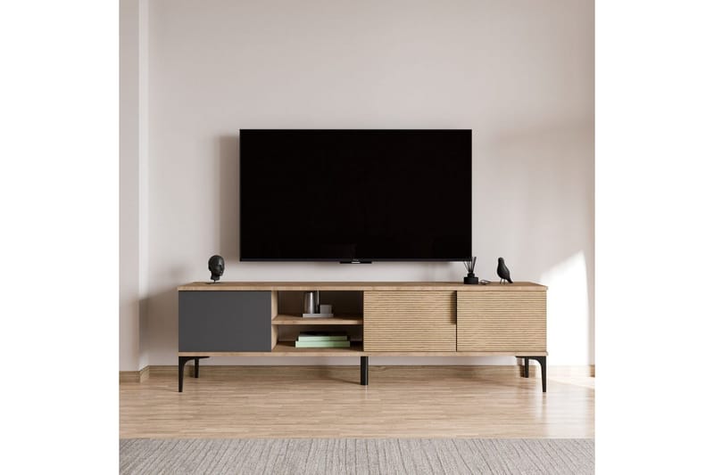 Tarz TV-taso 180 cm - Keskisävyinen puu/Antrasiitti - Huonekalut - TV- & Mediakalusteet - Tv taso & Mediataso
