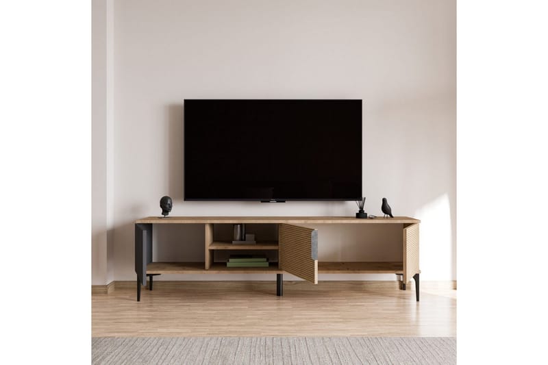 Tarz TV-taso 180 cm - Keskisävyinen puu/Antrasiitti - Huonekalut - TV- & Mediakalusteet - Tv taso & Mediataso