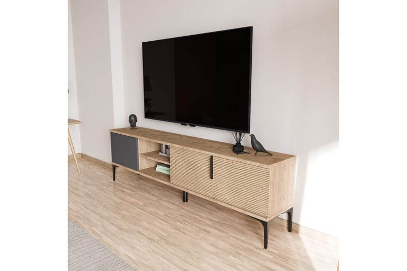 Tarz TV-taso 180 cm - Keskisävyinen puu/Antrasiitti - Huonekalut - TV- & Mediakalusteet - Tv taso & Mediataso