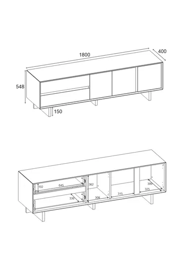 Tavon TV-taso 180x55x45 cm - Milano-pähkinä - Huonekalut - TV- & Mediakalusteet - Tv taso & Mediataso