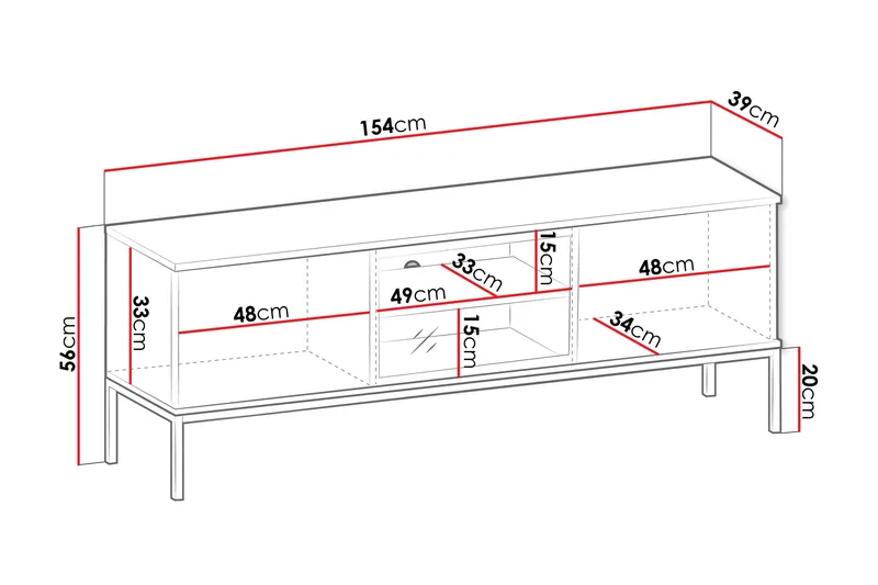 Tenorio TV-taso 154 cm - Beige - Huonekalut - TV- & Mediakalusteet - Tv taso & Mediataso