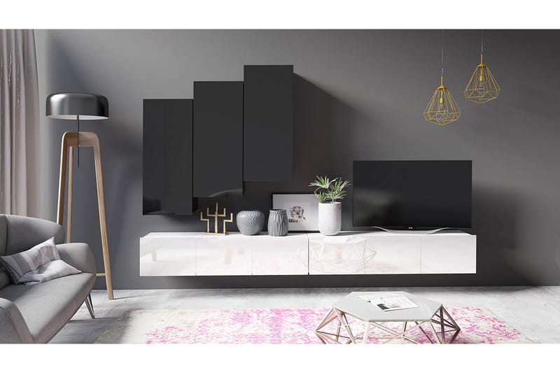 Tessan TV-huonekalusetti - Musta / Valkoinen - Huonekalut - TV- & Mediakalusteet - TV-kalustepaketti