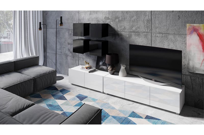 Tessan TV-huonekalusetti - Musta / Valkoinen - Huonekalut - TV- & Mediakalusteet - TV-kalustepaketti