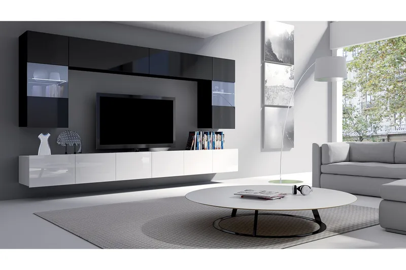 Tessan TV-huonekalusetti - Musta / Valkoinen - Huonekalut - TV- & Mediakalusteet - TV-kalustepaketti