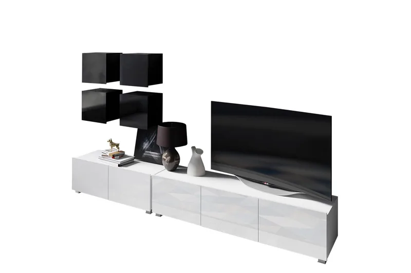 Tessan TV-huonekalusetti - Musta / Valkoinen - Huonekalut - TV- & Mediakalusteet - TV-kalustepaketti