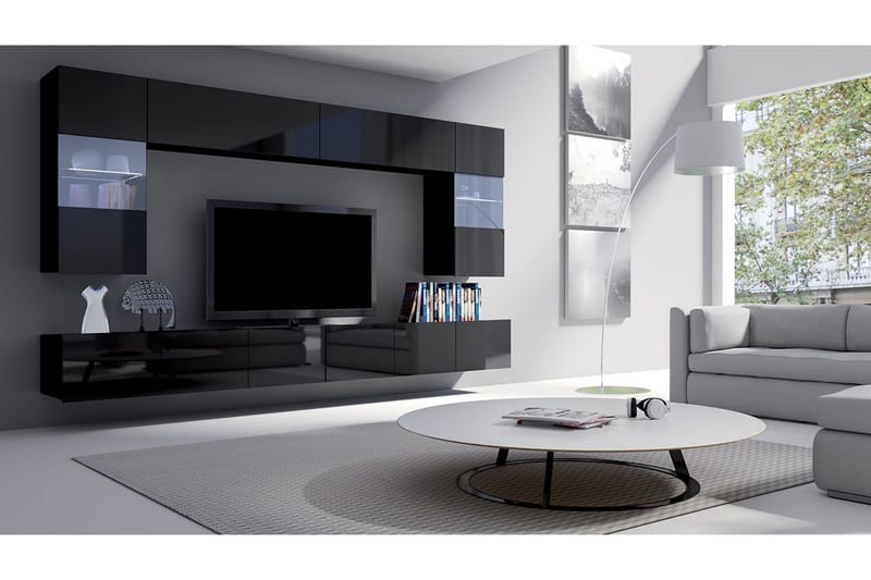 Tessan TV-huonekalusetti - Musta - Huonekalut - TV- & Mediakalusteet - TV-kalustepaketti