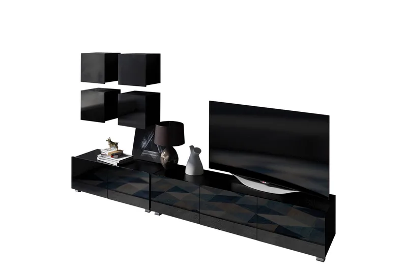 Tessan TV-huonekalusetti - Musta - Huonekalut - TV- & Mediakalusteet - TV-kalustepaketti