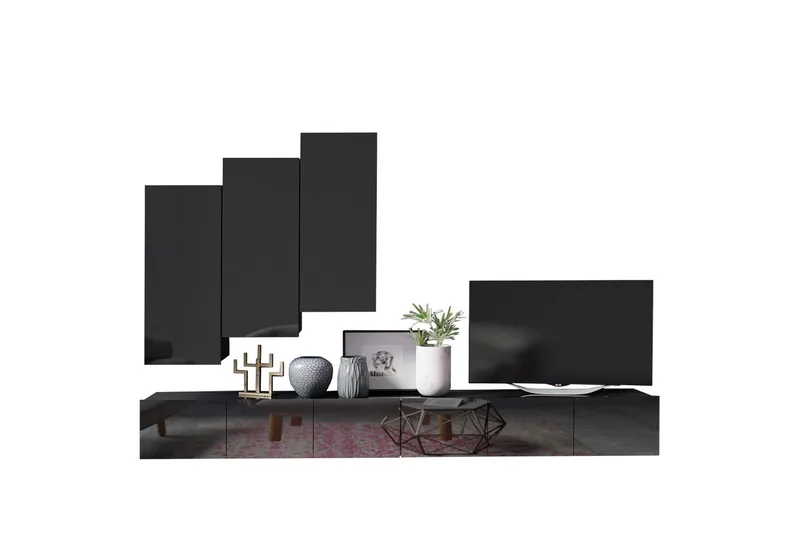 Tessan TV-huonekalusetti - Musta - Huonekalut - TV- & Mediakalusteet - TV-kalustepaketti