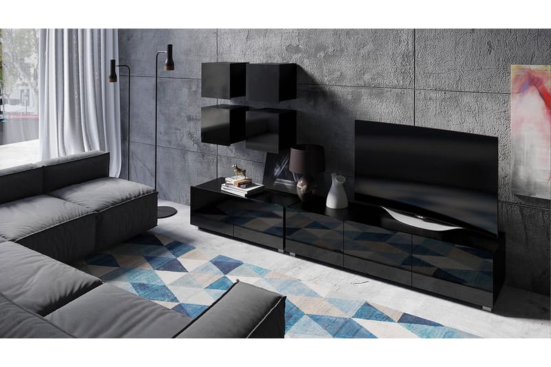 Tessan TV-huonekalusetti - Musta - Huonekalut - TV- & Mediakalusteet - TV-kalustepaketti