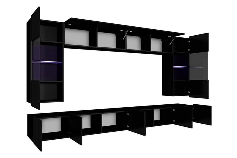 Tessan TV-huonekalusetti - Musta - Huonekalut - TV- & Mediakalusteet - TV-kalustepaketti