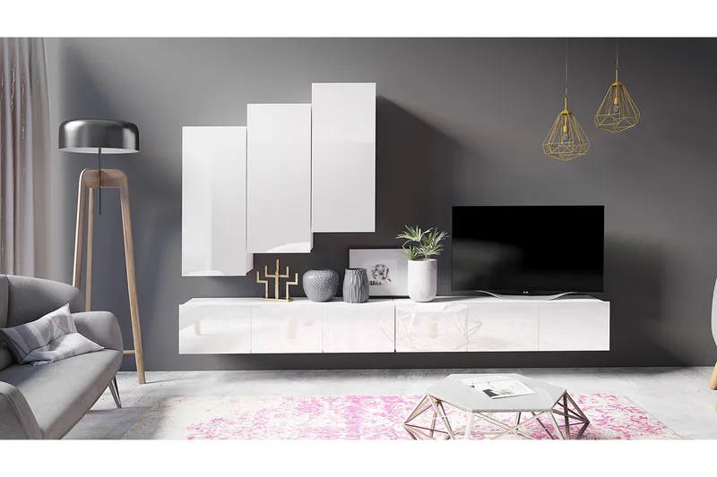 Tessan TV-huonekalusetti - Valkoinen - Huonekalut - TV- & Mediakalusteet - TV-kalustepaketti