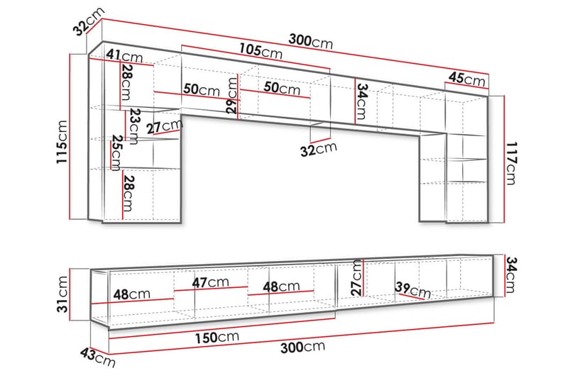Tessan TV-huonekalusetti - Valkoinen - Huonekalut - TV- & Mediakalusteet - TV-kalustepaketti