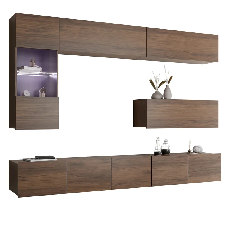 Tessan TV-seinäyksikkö LED-valaistuksella, ruskea