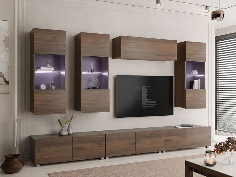 Tessan TV-seinäyksikkö LED-valaistuksella - ruskea - Huonekalut - TV- & Mediakalusteet - TV-kalustepaketti