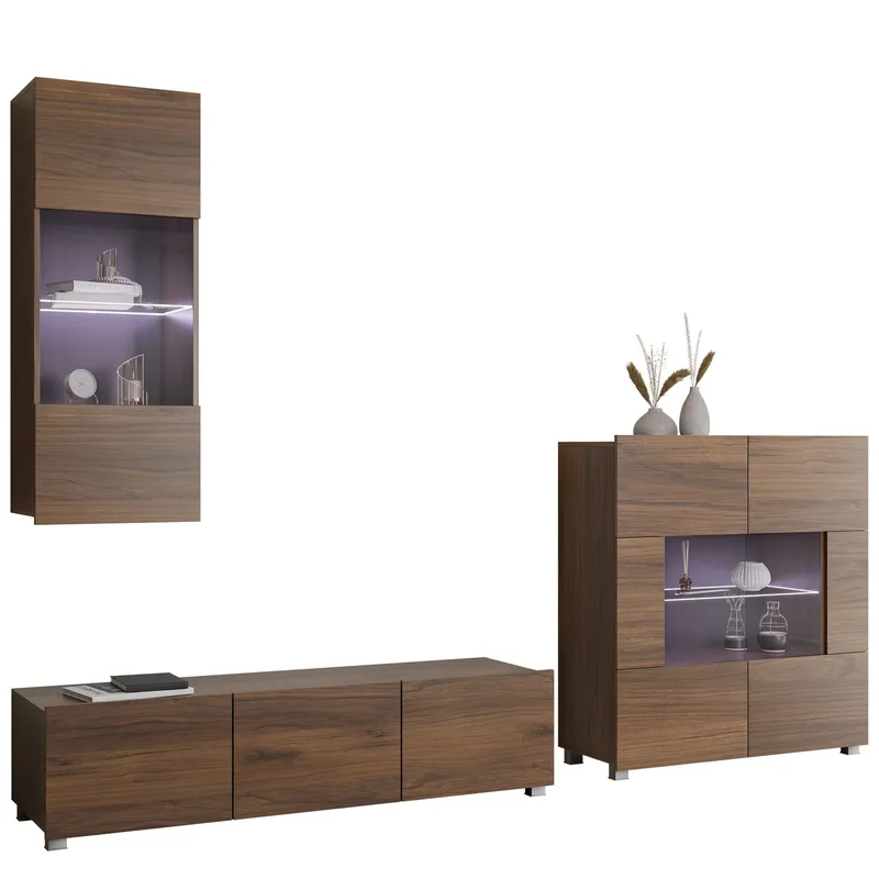 Tessan TV-seinäyksikkö LED-valaistuksella, ruskea