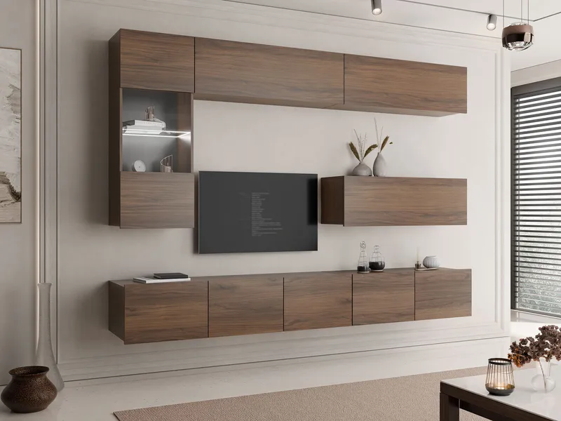 Tessan TV-seinäyksikkö LED-valaistuksella - ruskea - Huonekalut - TV- & Mediakalusteet - TV-kalustepaketti