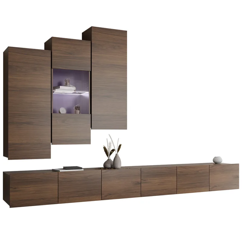 Tessan TV-seinäyksikkö LED-valaistuksella, ruskea