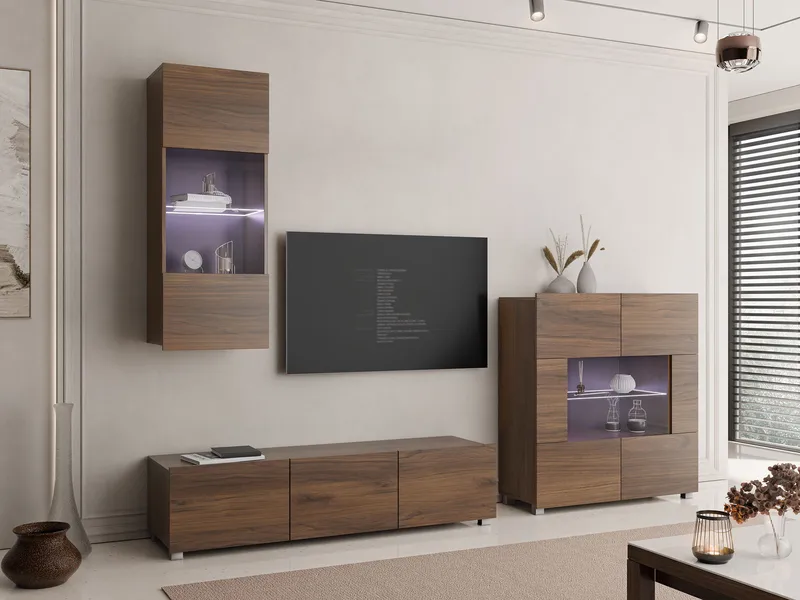 Tessan TV-seinäyksikkö LED-valaistuksella - ruskea - Huonekalut - TV- & Mediakalusteet - TV-kalustepaketti