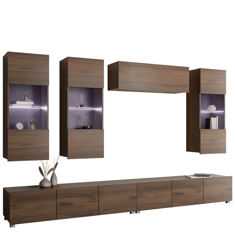 Tessan TV-seinäyksikkö LED-valaistuksella, ruskea