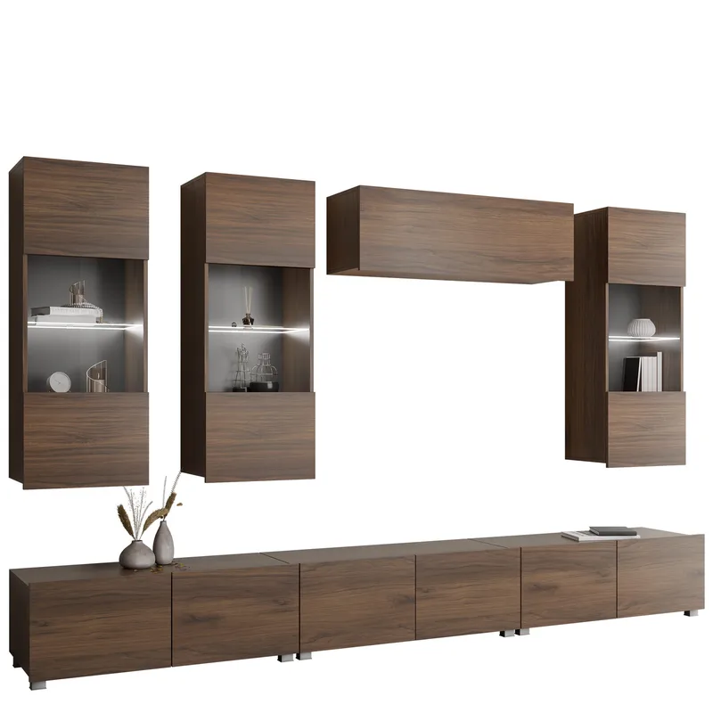 Tessan TV-seinäyksikkö LED-valaistuksella, ruskea