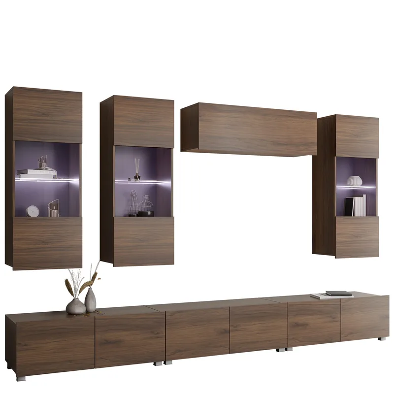 Tessan TV-seinäyksikkö LED-valaistuksella, ruskea