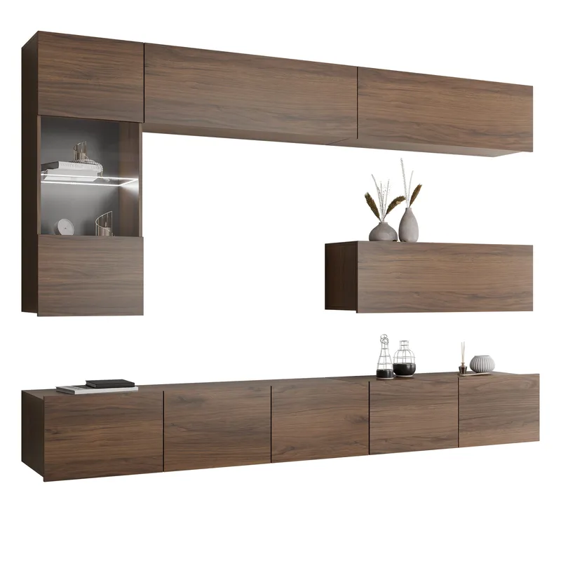 Tessan TV-seinäyksikkö LED-valaistuksella, ruskea