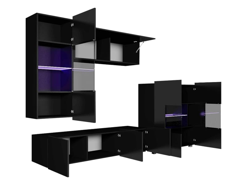 Tessan TV-seinäyksikkö LED-valaistuksella - sininen - Huonekalut - TV- & Mediakalusteet - TV-kalustepaketti