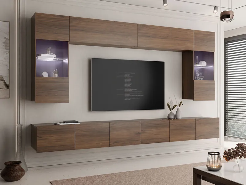 Tessan TV-seinäyksikkö LED-valaistuksella - sininen - Huonekalut - TV- & Mediakalusteet - TV-kalustepaketti