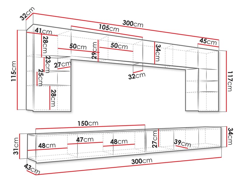 Tessan TV-seinäyksikkö LED-valaistuksella - sininen - Huonekalut - TV- & Mediakalusteet - TV-kalustepaketti