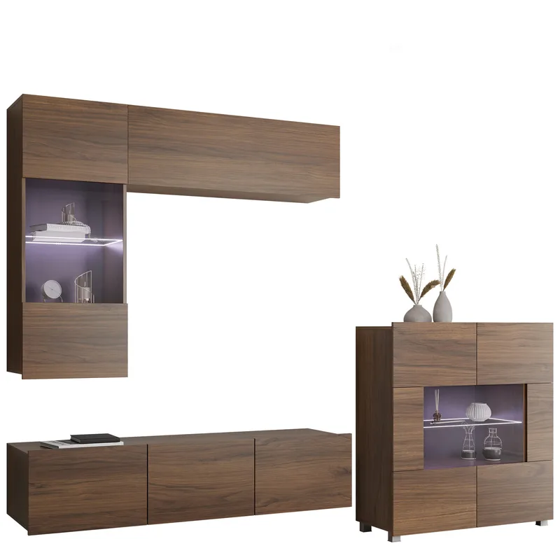 Tessan TV-seinäyksikkö LED-valaistuksella, sininen