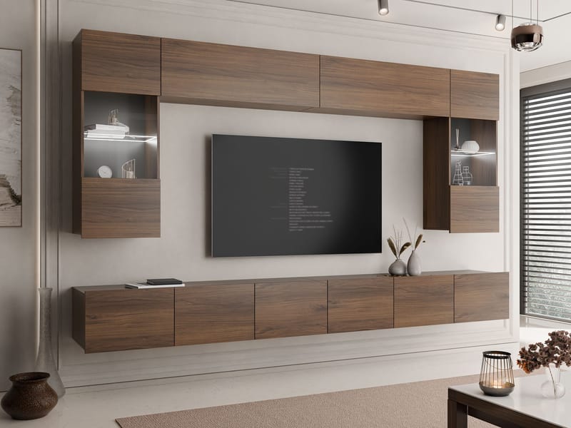 Tessan TV-seinäyksikkö LED-valaistuksella - valkoinen - Huonekalut - TV- & Mediakalusteet - TV-kalustepaketti