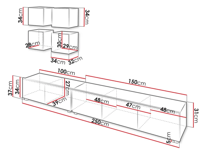 Tessan TV-seinäyksikkö - ruskea - Huonekalut - TV- & Mediakalusteet - TV-kalustepaketti