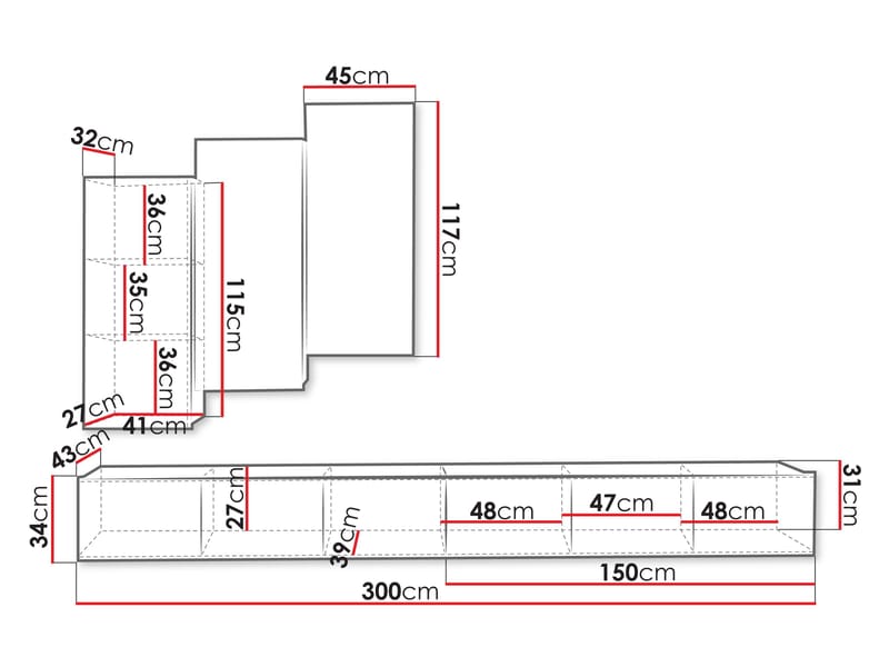 Tessan TV-seinäyksikkö - ruskea - Huonekalut - TV- & Mediakalusteet - TV-kalustepaketti