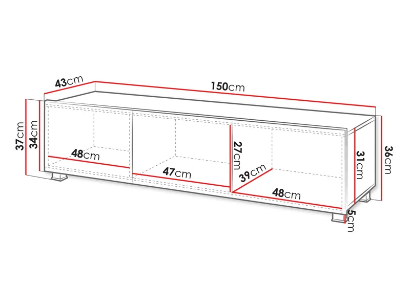 Tessan-tv-taso 150 cm - ruskea - Huonekalut - TV- & Mediakalusteet - Tv taso & Mediataso