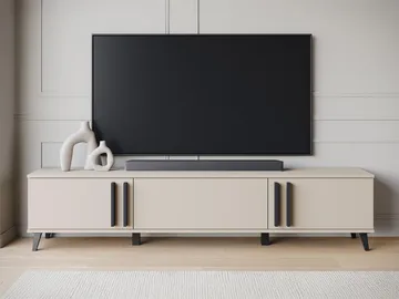 Torvos lattiaseisova tv-taso 180 cm säilytyksellä maalatusta puusta - Beige - Huonekalut - TV- & Mediakalusteet - Tv taso & Mediataso