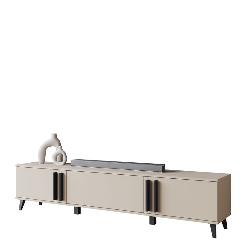 Torvos lattiaseisova tv-taso 180 cm säilytyksellä maalatusta puusta, Beige