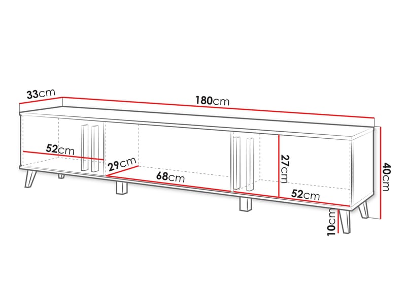 Torvos TV-taso 180 cm - Musta - Huonekalut - TV- & Mediakalusteet - Tv taso & Mediataso