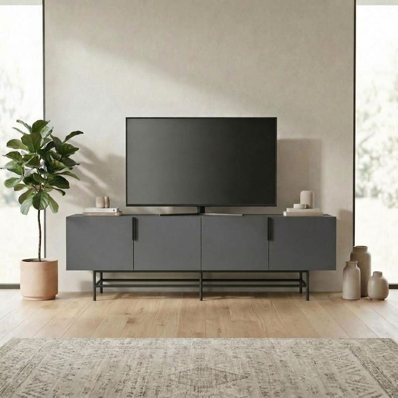 Truvia TV-taso 200x55x35 cm - Antrasiitti/Musta - Huonekalut - TV- & Mediakalusteet - Tv taso & Mediataso