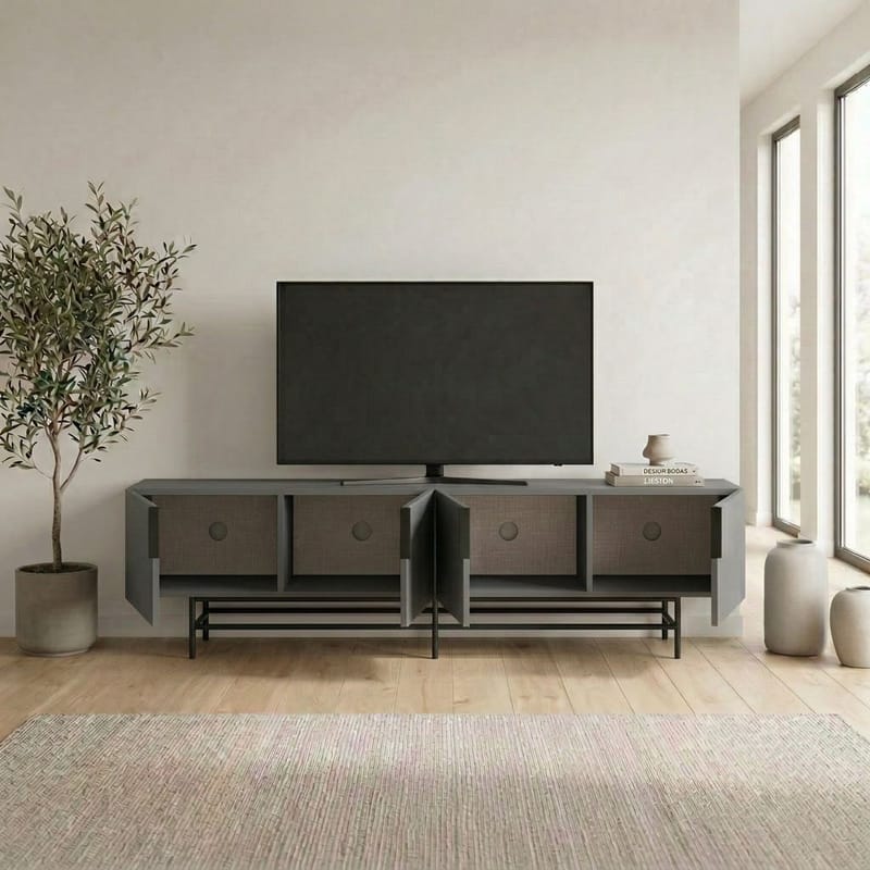 Truvia TV-taso 200x55x35 cm - Antrasiitti/Musta - Huonekalut - TV- & Mediakalusteet - Tv taso & Mediataso