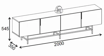 Truvia TV-taso 200x55x35 cm - Antrasiitti/Musta - Huonekalut - TV- & Mediakalusteet - Tv taso & Mediataso