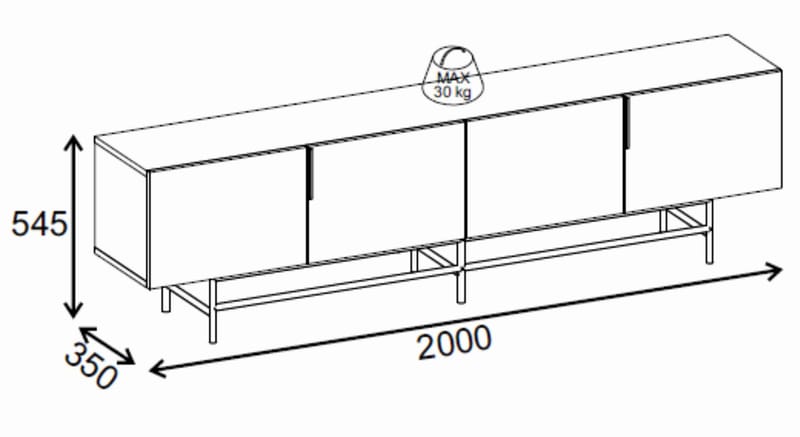 Truvia TV-taso 200x55x35 cm - Antrasiitti/Musta - Huonekalut - TV- & Mediakalusteet - Tv taso & Mediataso