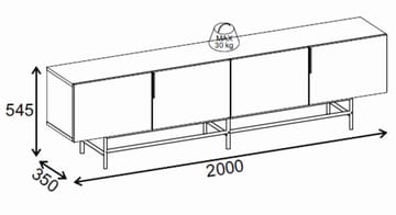 Truvia TV-taso 200x55x35 cm - luonnontammi ja musta - Huonekalut - TV- & Mediakalusteet - Tv taso & Mediataso